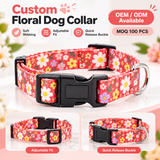 Yihong C-097 adjustable floral dog collar with quick-release buckle